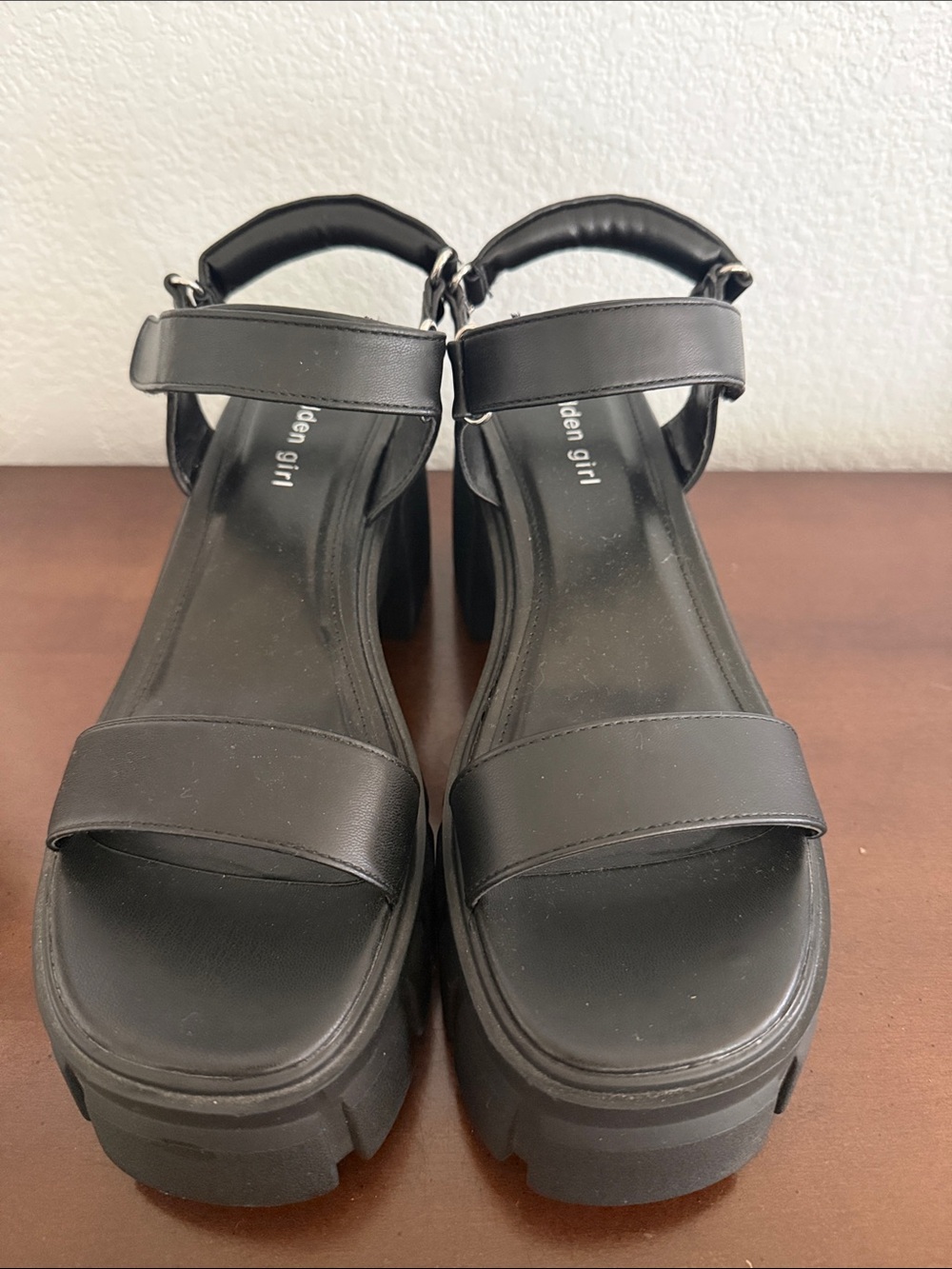 Madden Girl - Chunky Black Platform Sandals - Picture 2 of 3